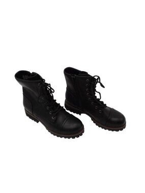 NWOB BOC by Born Women's Lug Sole Combat Faux Leather Ankle Boots Black Size 6
